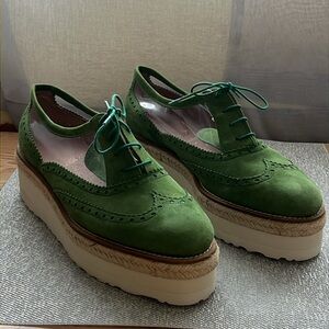 TBA To Be Announced Rare Green Suede Platform Shoes Size 11